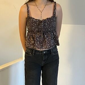 American Eagle Outfitters Brown Paisley Crop Top